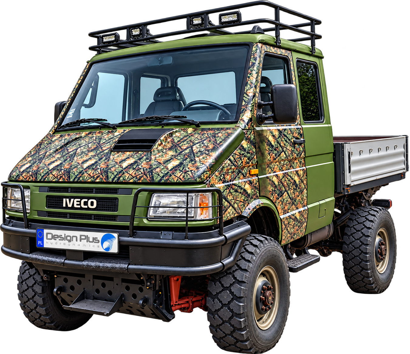 IVECO 4x4 off-road truck decorated with hydrographic camouflage