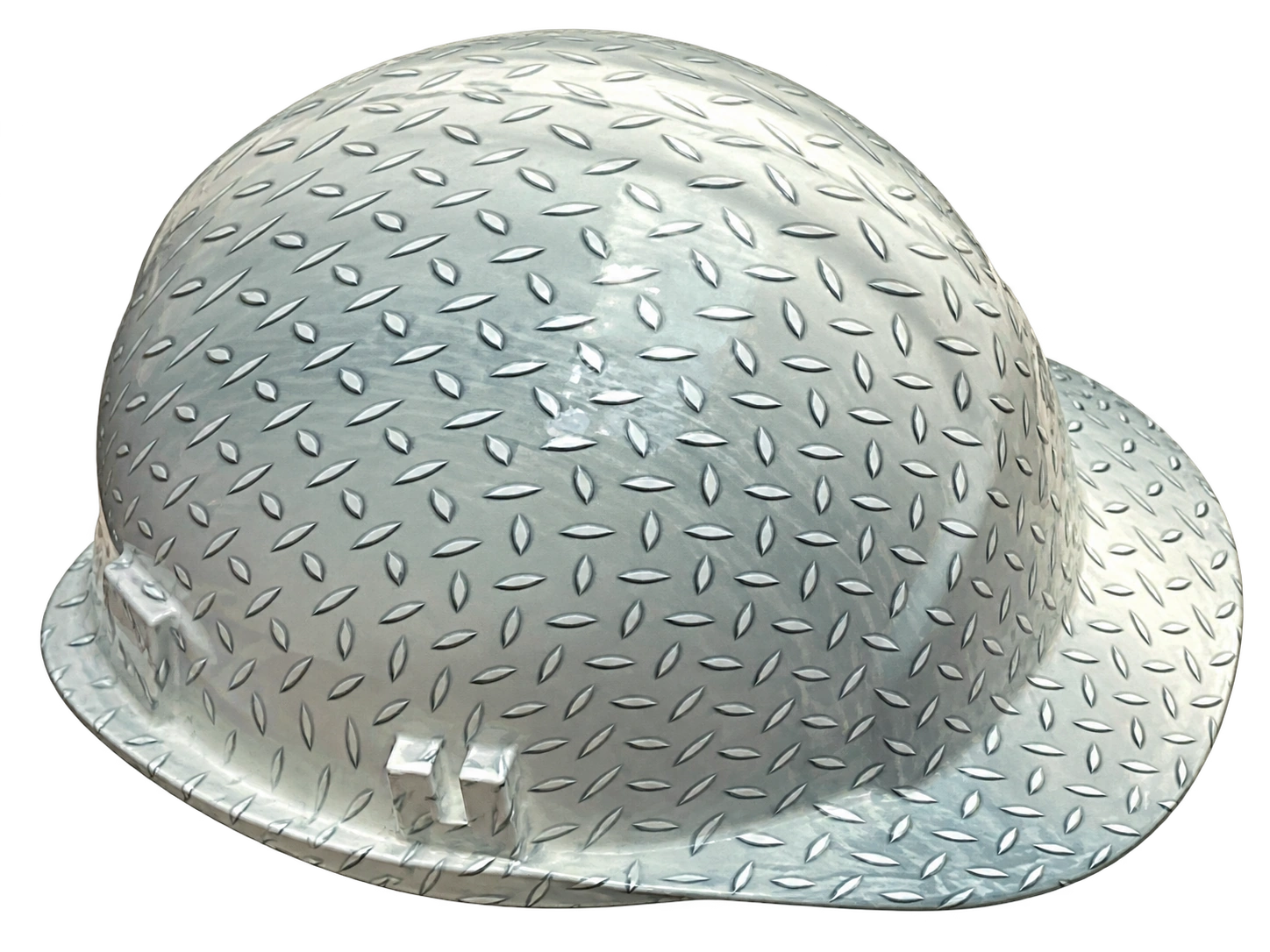 Helmet with a hydrographic chequer-plate pattern.