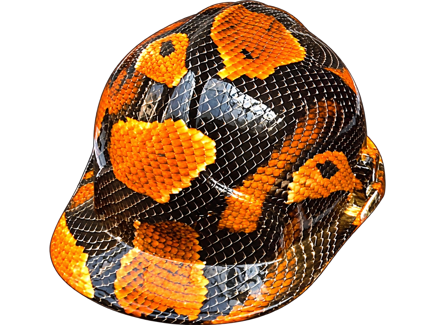 orange patterned helmet
